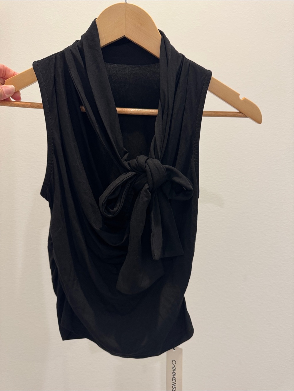 Commense Black Sleeveless Tie-Neck Camisole